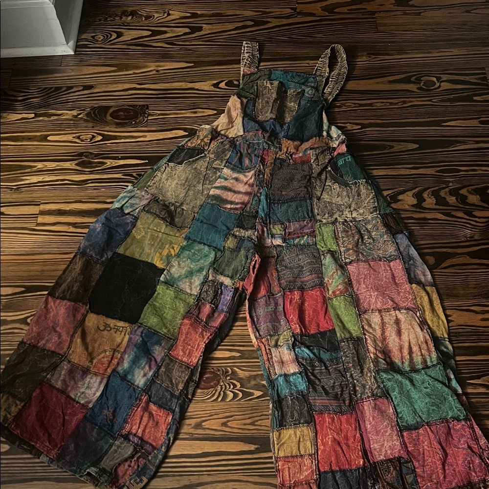 Flippie Hippie Boho Patchwork Wide-Leg Overalls